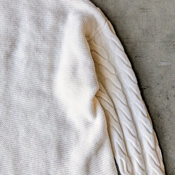 Nordstrom Collection Ivory Cable Knit Cashmere Wool Turtleneck Sweater size XL - Picture 4 of 7